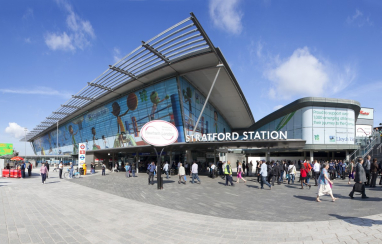 Stratford Station at Queen Elizabeth Olympic Park, Stratford - image: Thomas Graham/Arup